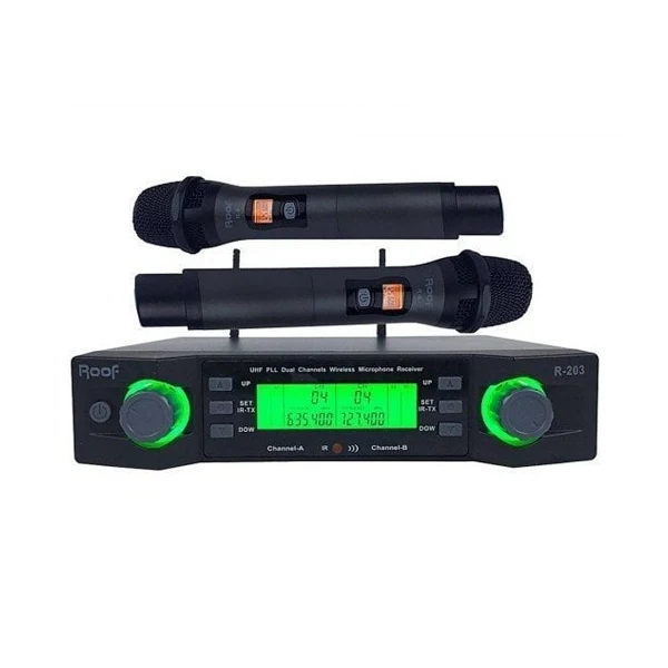 Roof R-203EE Dijital UHF Çift EL Telsiz Kablosuz Mikrofon